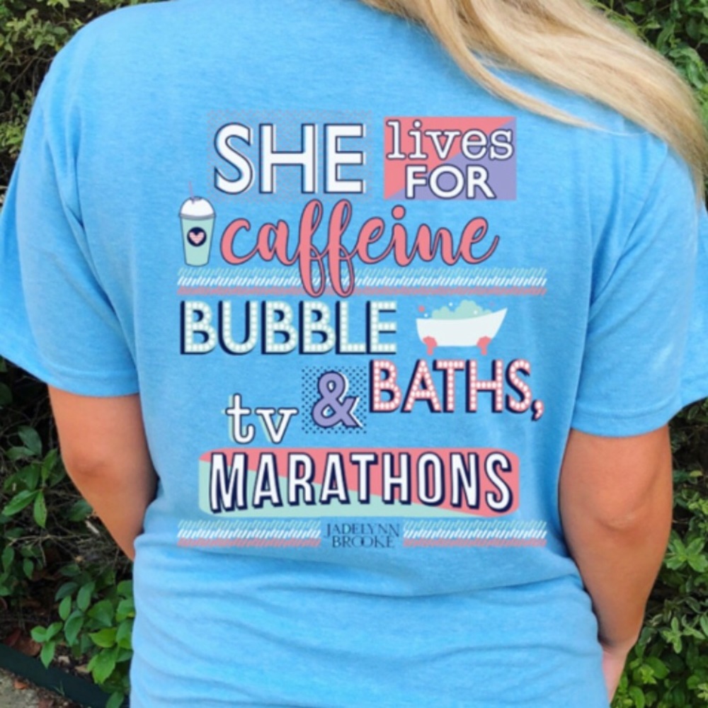 Jadelynn Brooke Blue Graphic Tee NWT - Picture 1 of 5